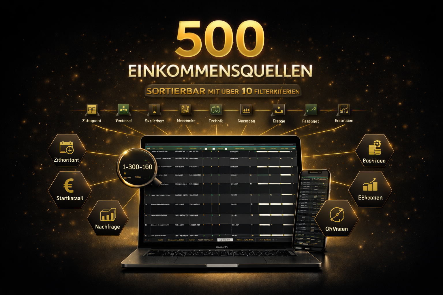 500 Einkommensquellen - Filterkriterien
